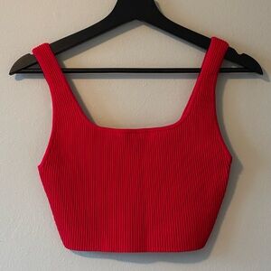 Babaton Red Ribbed Tank Top